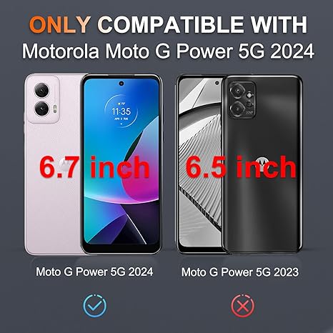 for Motorola Moto G Power 5G 2024 Case, Full Body Heavy Duty Rugged Shockproof Protective Phone Cover with Lanyard Strap, Tempered Glass Screen Protector,Black Matte