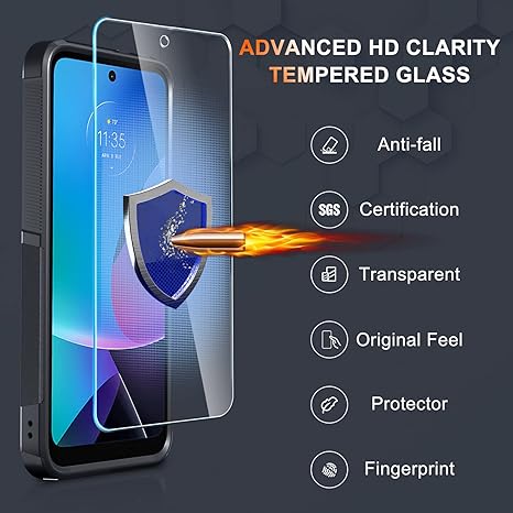 for Motorola Moto G Power 5G 2024 Case, Full Body Heavy Duty Rugged Shockproof Protective Phone Cover with Lanyard Strap, Tempered Glass Screen Protector,Black Matte