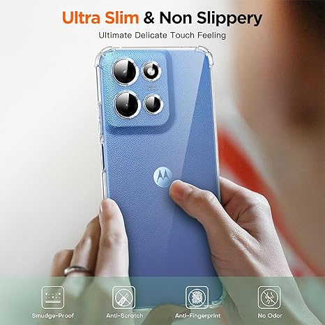 for Moto G 5G 2025/G Play 4G 2025 Case,Compatible with 2X Screen Protectors,Reinforced Corner Bumper,Shockproof Slim Phone Case, Transparent