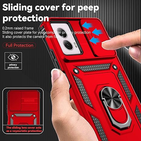SunStory Case for Motorola Moto G Power 5G 2024 Case with HD Screen Protector & Slide Camera Cover & Kickstand, Moto G Power 5G 2024 Phone Case [Military-Grade] for Motorola G Power 2024 (Red)