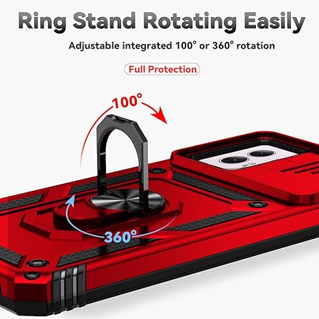 SunStory Case for Motorola Moto G Power 5G 2024 Case with HD Screen Protector & Slide Camera Cover & Kickstand, Moto G Power 5G 2024 Phone Case [Military-Grade] for Motorola G Power 2024 (Red)