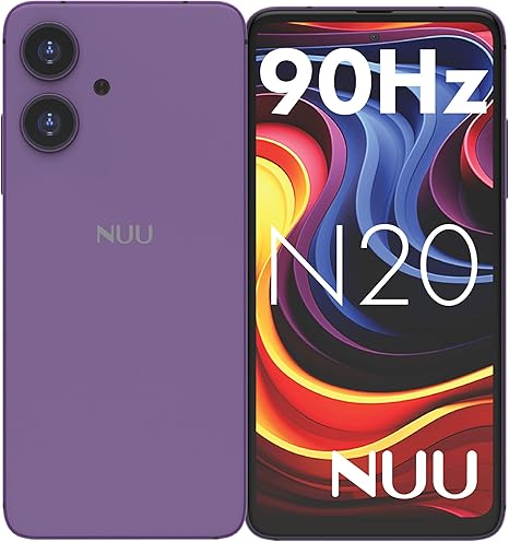 NUU N20 Basic Cell Phone for T-Mobile, Mint, Metro, Qlink, Tello and More 6GB/128GB, Perfect for Teenagers, Dual SIM 4G, Octa-Core 6.6" 90Hz HD+, Unlocked Phones Android Phone 14, US Warranty (Purple)