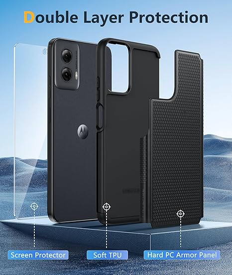 FNTCASE for Motorola Moto G-Power-5G-2024 Case: Dual Layer Protective Heavy Duty Cell Phone Cover Shockproof Rugged with Non Slip Textured Back - Military Protection Bumper Tough - 2024, 6.7 inch
